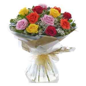 Mixed roses bouquet wrapped elegantly for same-day online flower delivery in Amman Jordan
